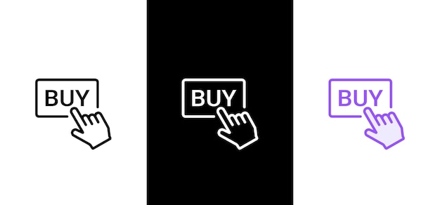 Order purchase buy and booking button flat icon set Containing online shop click order here