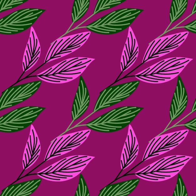organic leaves seamless pattern in simple style botanical background