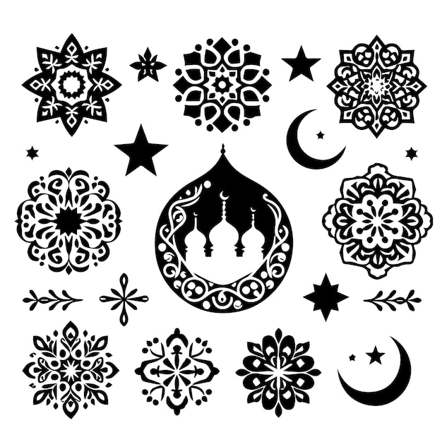 Ornament arabic simple ornament islamic black and white color
