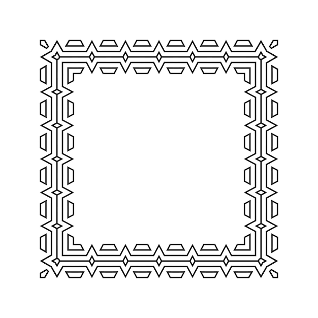 ornamental geometric square border pattern design with symmetrical shapes