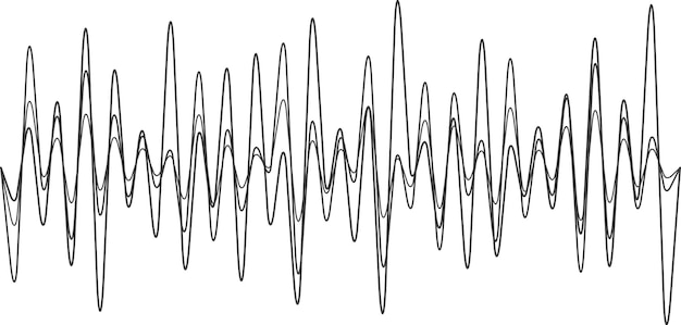 Oscillating lines create abstract sound wave on white background with modern minimalist design in gray tones conveying communication and technology