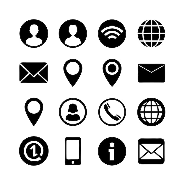 Ota yhteyttä -ikoni-joukon kokoelma verkkosivustoille ja mobiilisovelluksille