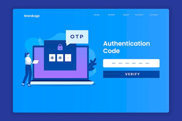 OTP code landing page illustration concept for websites landing pages