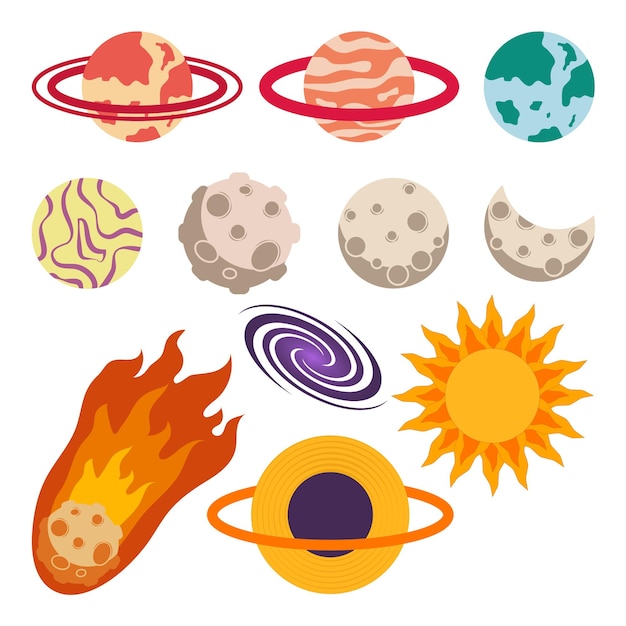 outer space illustration set
