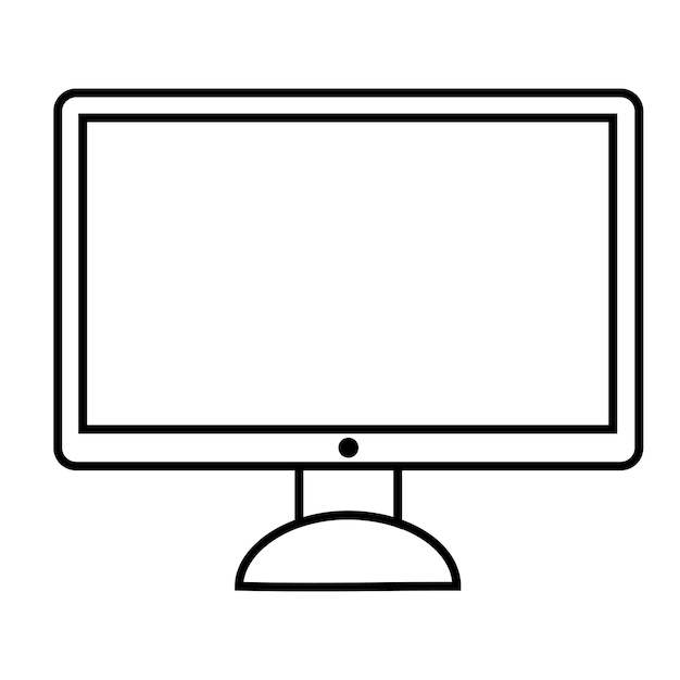 Outline illustration of monitor screen or display Vector sign or pictogram logo isolated on white