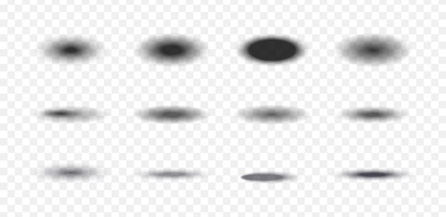 oval drop shadows set transparent gradient ellipse shapes on horizontal surface