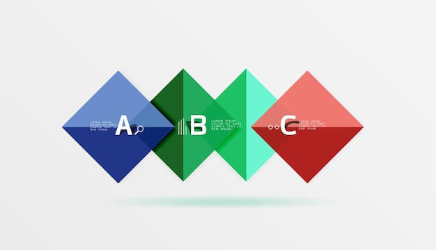 Overlapping square infographics Vector template background for workflow layout diagram number options or web design