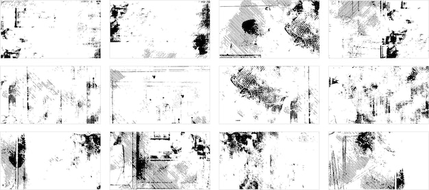 Overlay textures set stamp with grunge effect Old damage Dirty grainy and scratches Set of differe