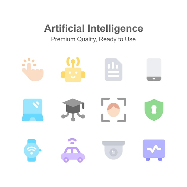 Pack of Artificial Intelligence icons in modern style