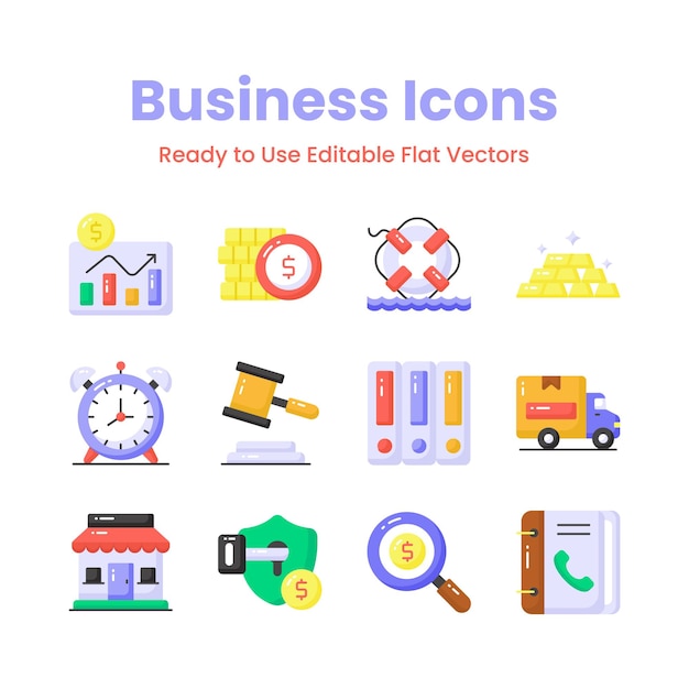 Pack of business and finance vectors set in modern design style ready to use in web mobile apps