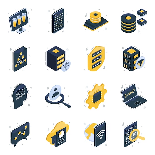 Pack of Data Science Isometric Icons
