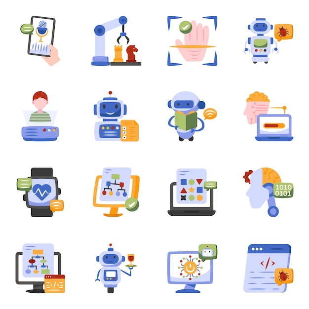 Pack of Intelligence Flat Icons