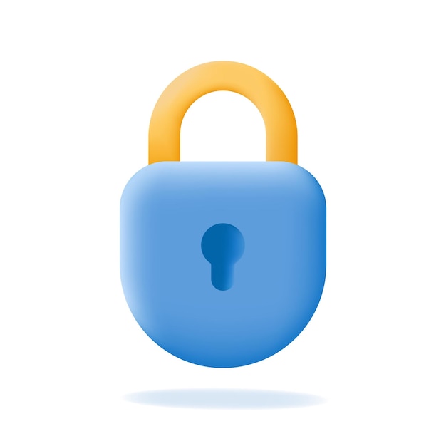 Padlock 3d icon isolated on white background Security protection privacy concept