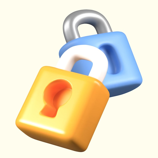 pair of different colored padlocks vector 3d templates for limited access concepts