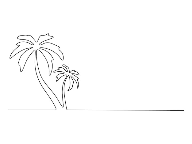 Palm tree continuous one line drawing vector illustration
