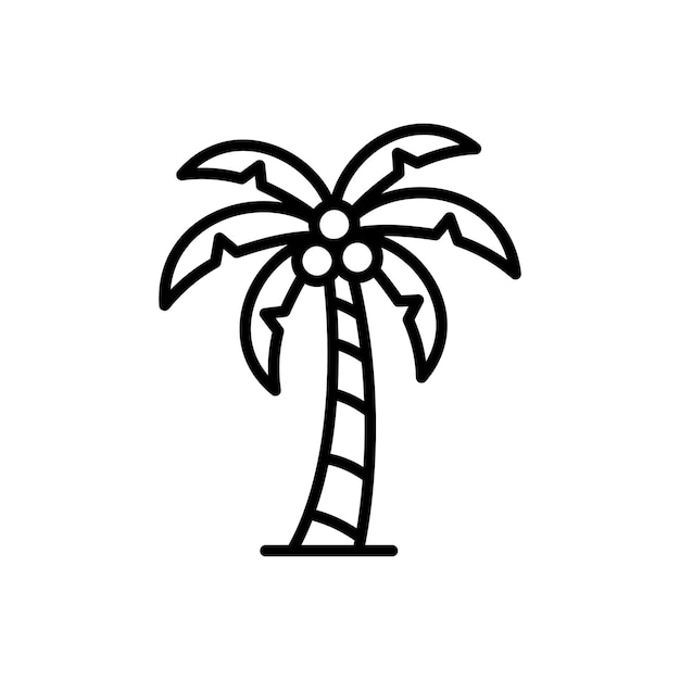 Palm Tree Icon Tropical Summer Line Art Beach Coconut Tree Vector Illustration