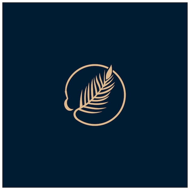 palmu kultainen logo kookoslehti logo vektori kuvake kuva geometrisessa minimaaliviivassa