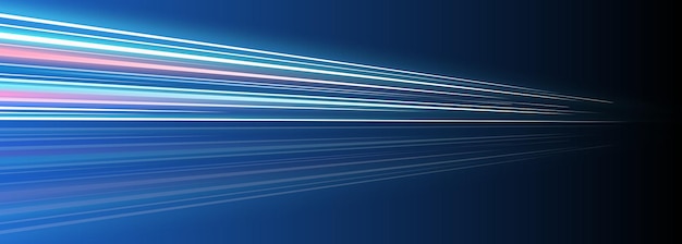 Panoramic high speed technology concept light motion effects featuring abstract background depicting
