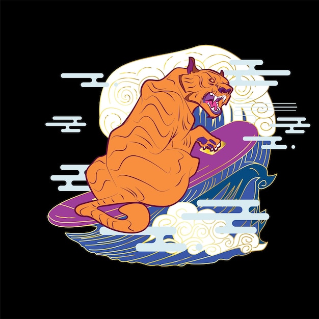 panther illustration design for sukajan is mean japan traditional cloth
