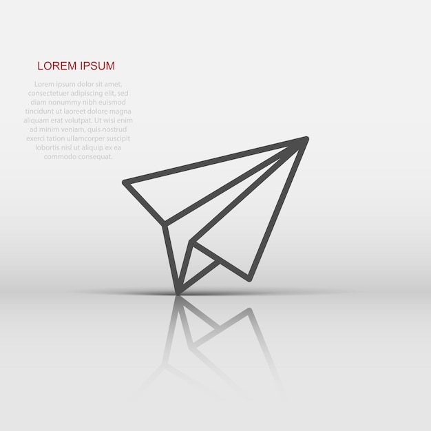 Paper airplane icon in flat style Plane vector illustration on white isolated background Air flight business concept