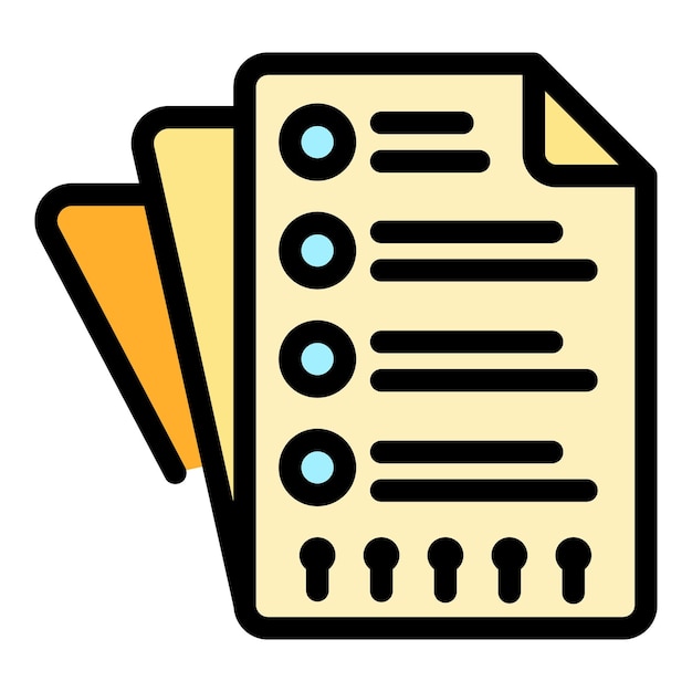 Paper checklist icon Outline paper checklist vector icon color flat isolated