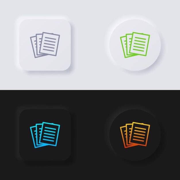 Paper icon set Multicolor neumorphism button soft UI Design for Web design Application UI and more Button Vector