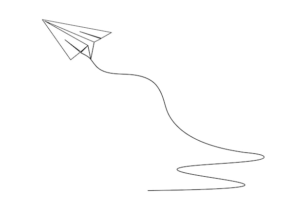 Paper plane continuous line drawing and minimalist style isolate outline vector icon