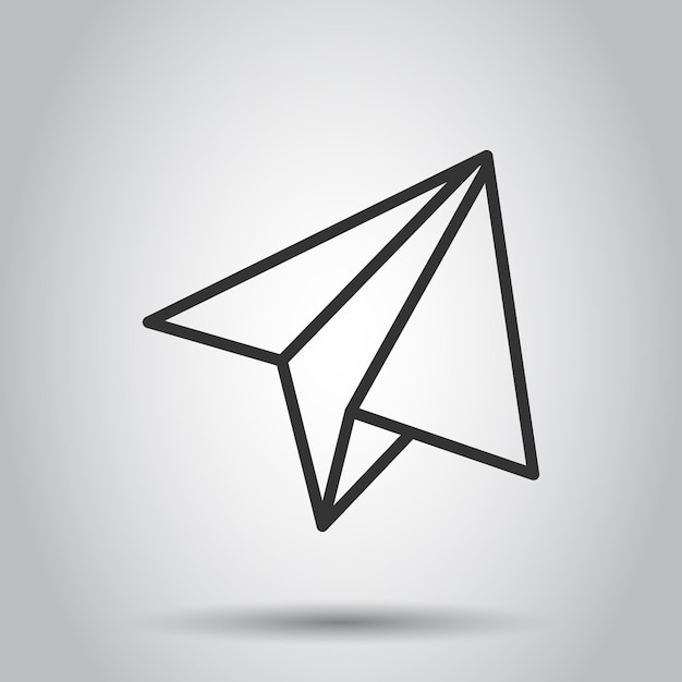 Paper plane icon in flat style Sent message vector illustration on white isolated background Air sms business concept