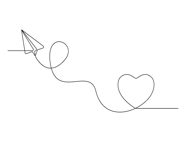 Paper plane line icon continuous line drawing of paper airplane plane is flying vector illustration
