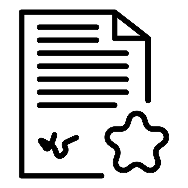 Paper star document icon Outline paper star document vector icon for web design isolated on white background