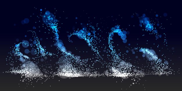 Particle flow array colorful vector abstract background, life forms bio theme microscopic design, dynamic dots elements in motion.