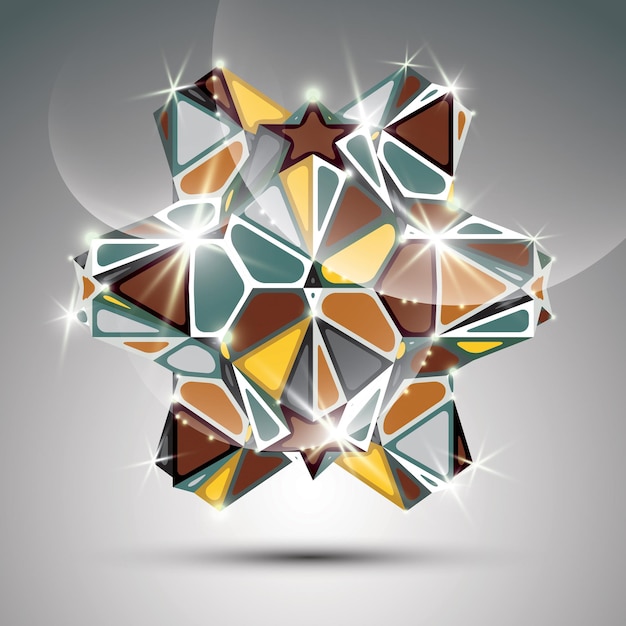 Party 3D metal glossy kaleidoscope object. Vector festive geometric illustration - eps10 shiny facet gemstone.