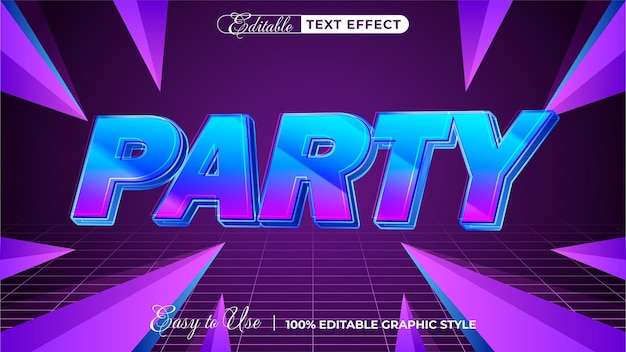 party editable text effect lettering typography font style