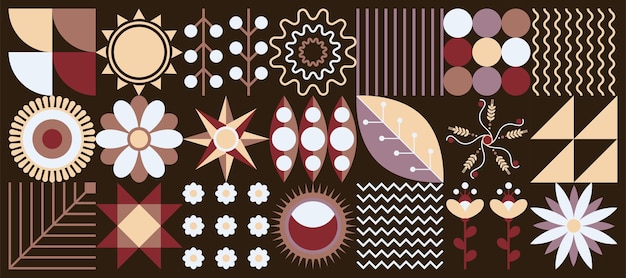 Pattern for Easter eggs with spring geometric flowers in the old style of Ukrainian embroidery