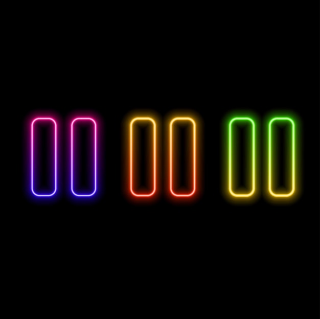Pause sign icon neon style Player navigation button Gray flat button with shadow Modern UI website navigation