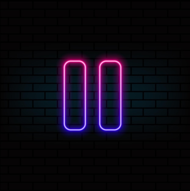 Pause Vector icon Button neon style