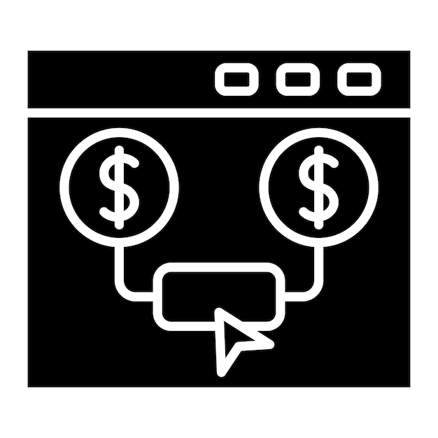 Pay Per Click Glyph Solid Black Illustration