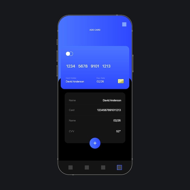 Payment Card UI Screen Concept. Add Card Screen. Banking App. Vector illustration
