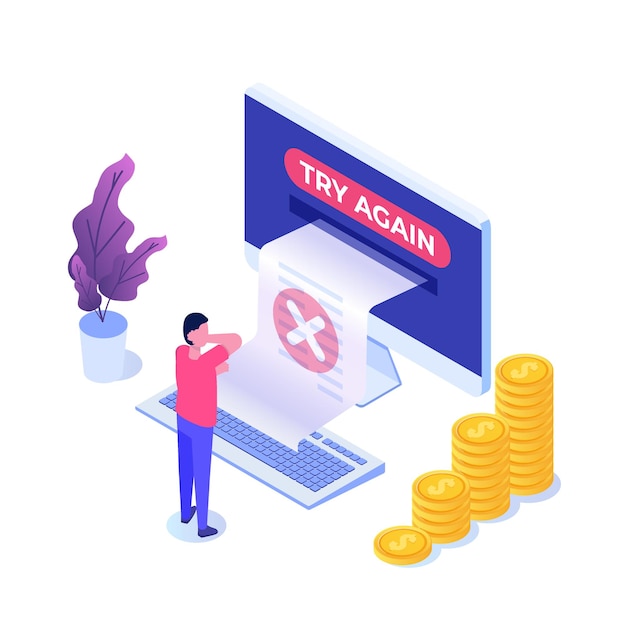 Payment error info message isometric concept