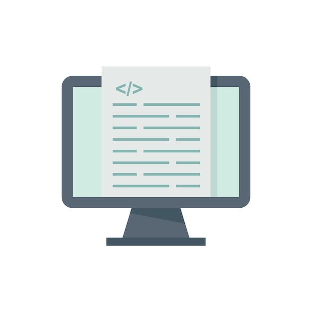 Pc programming icon flat vector Web computer monitor Digital programming isolated
