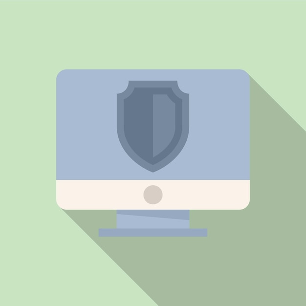 Pc protection icon flat vector Secure data Computer access