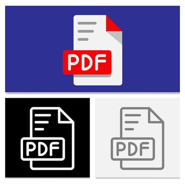 Pdf document file format Set of file type flat icons for creative design