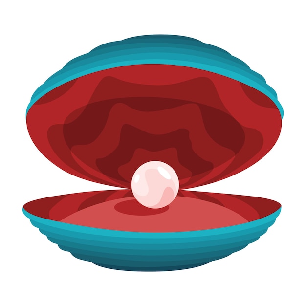 pearl in seashell open seashell scallop and pearl shell icon beautiful pearl in clam shell in