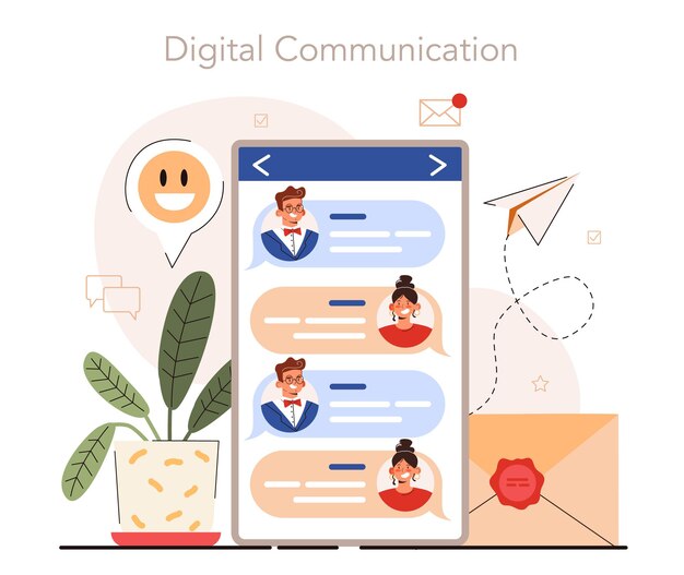 Pehmeät taidot -konsepti liikemiehet tai työntekijät digitaalisella viestinnällä