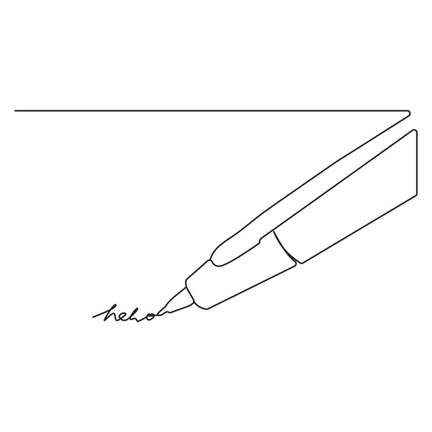 pen writing in continuous line drawing Pencil symbol of study and education concept in simple line