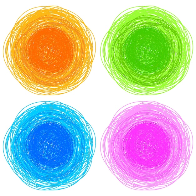 pencil colorful hand drawn circles abstract vector illustration