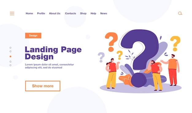 Pensive people asking frequently asked questions isolated flat  illustration