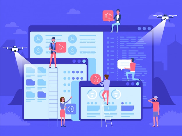 People character decorated web business technology