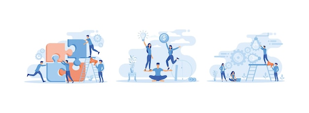 People connecting puzzle elements Good balance between idea time and work