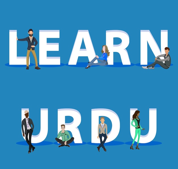 people on learn urdu for web mobile app presentations